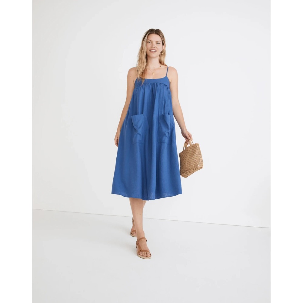 Madewell Blue Midi Sundress with Pockets